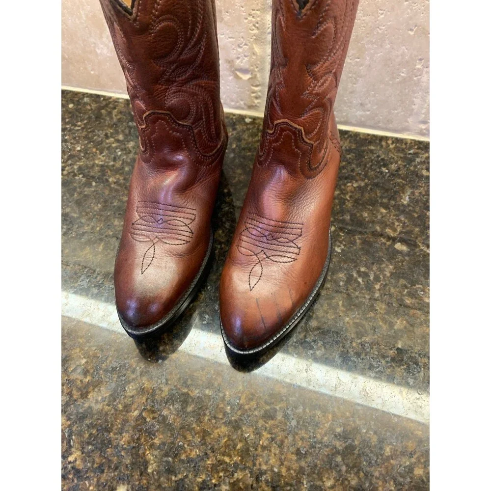 Dan Post Unisex Kids Brown Leather Boots Size 4 1/2 GUC